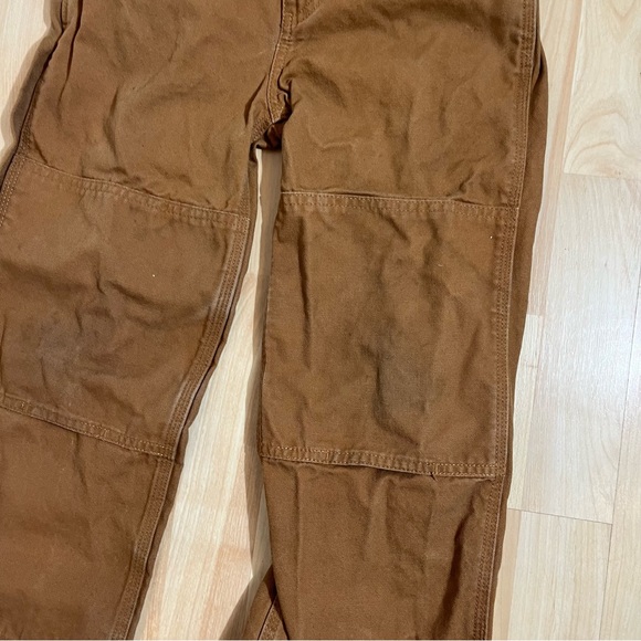 Carhartt Canvas Double Knee Bib Overalls Youth Size 6 Brown Western Play - Picture 2 of 5